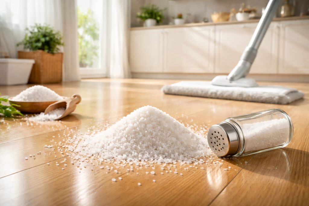 Il segreto per pulire perfettamente i pavimenti è il semplice sale da cucina.